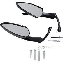 Scythe Mirrors — 14 cm × 51 mm, screw-in mount, pair