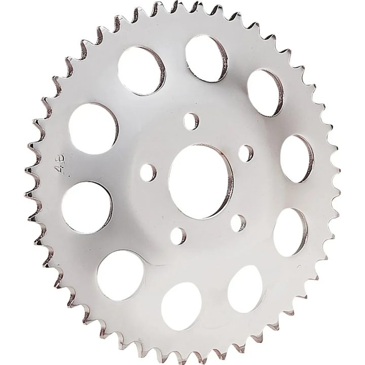 Piñón trasero de rueda — 530, 48 dientes, cromado, abombado, orificio central 1.9"