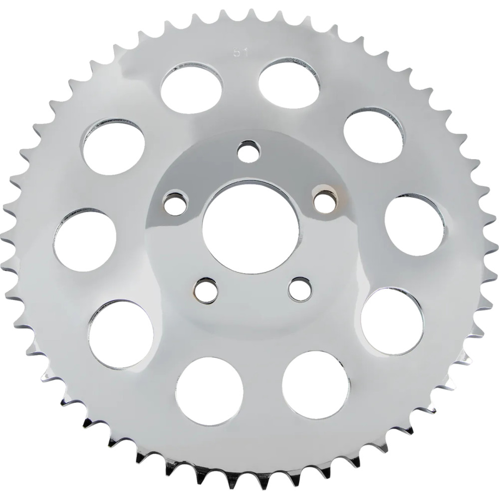 Rear Wheel Sprocket — 51T, 530 chain, 11.7 mm offset, Chrome