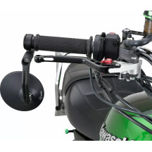 Aluminum Bar End Mirror — Black, Round, Handlebar end