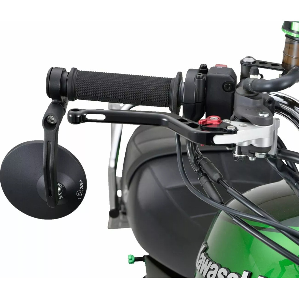 Aluminum Bar End Mirror — Black, Round, Handlebar end