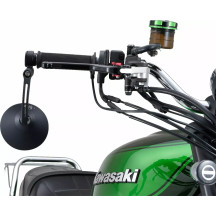 Aluminum Bar End Mirror — Black, Round, Handlebar end