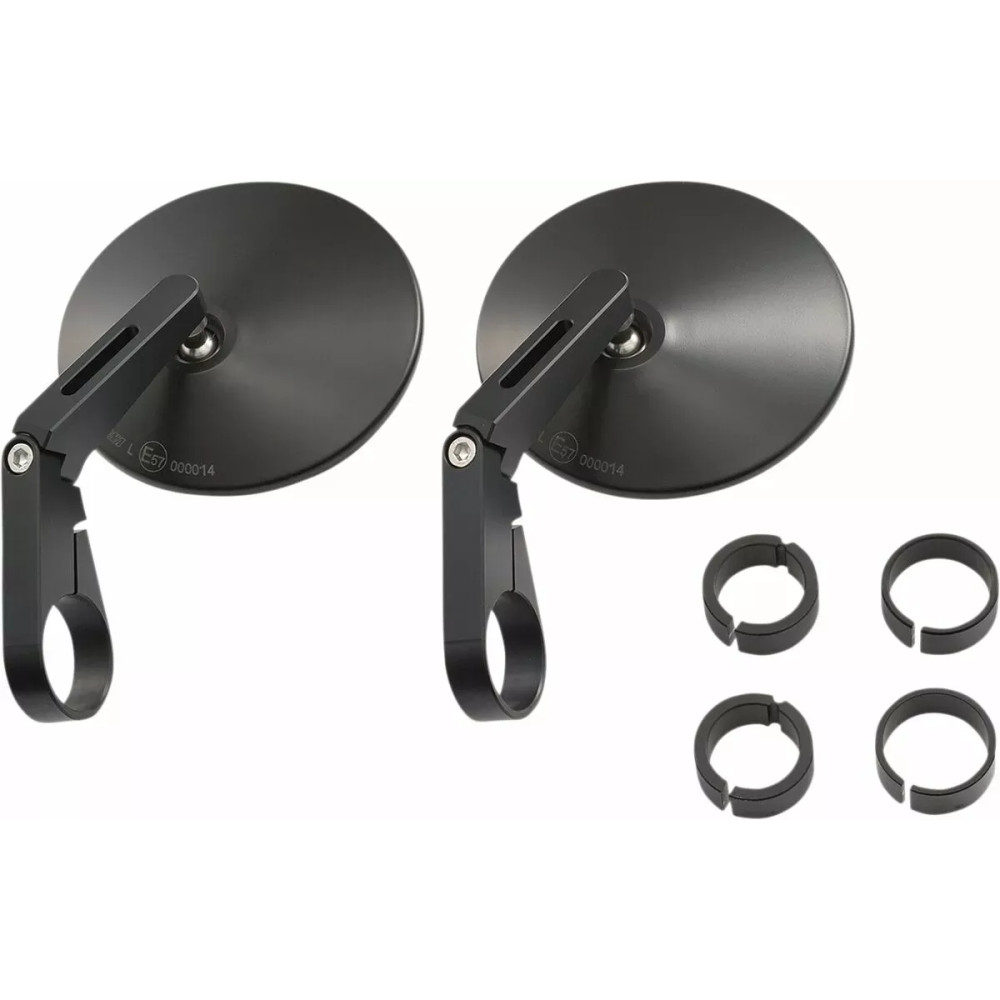 Bar End Mirror — Ø30 mm clamp, 22.2 & 25.4 mm spacers, Black
