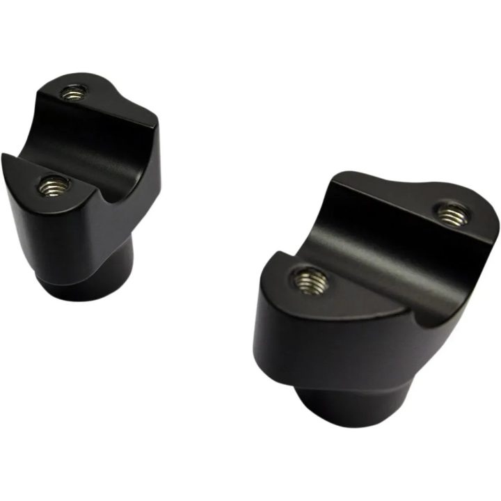 Elevadores de manillar Buffalo de aluminio macizo — Altura 38,1 mm (1-1/2\"), Diámetro de sujeción 25,4 mm (1\"), Negro, Plano