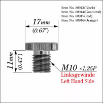 Mirror Plug Bolt — M10 x 1.25, Red, Left