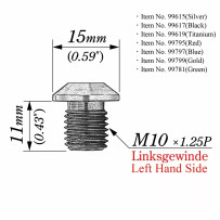 Mirror Plug Bolt — M10 x 1.25, Black