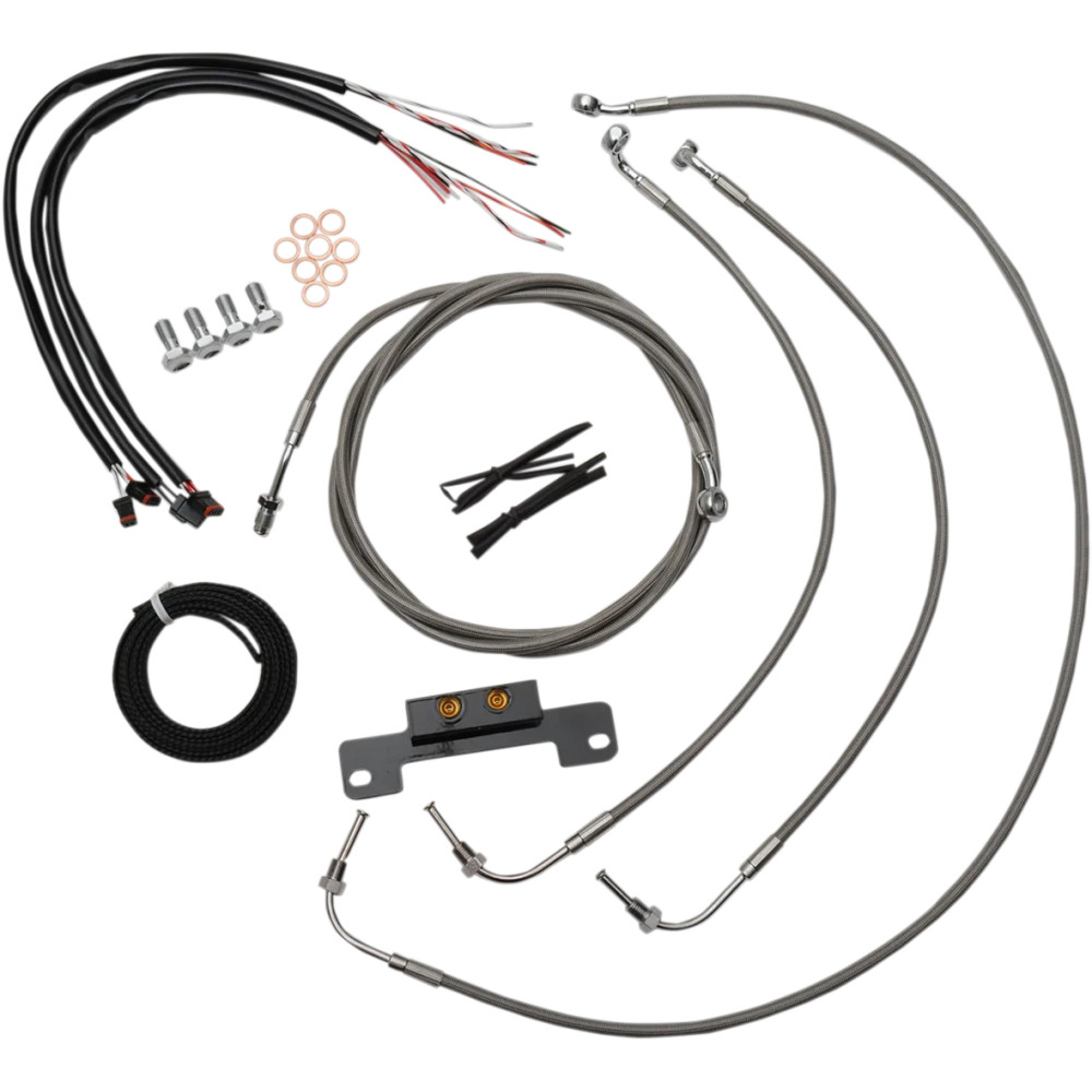 Kit completo de cables y líneas de freno trenzadas de acero inoxidable para manillar — Altura del manillar 38–43 cm (15"–17")