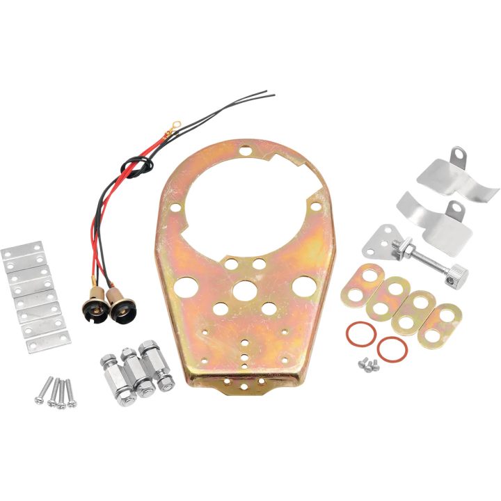 Placa base para cubierta de tablero Cat Eye — tanques OEM '47-'84, tanques estilo Fat Bob, zinc