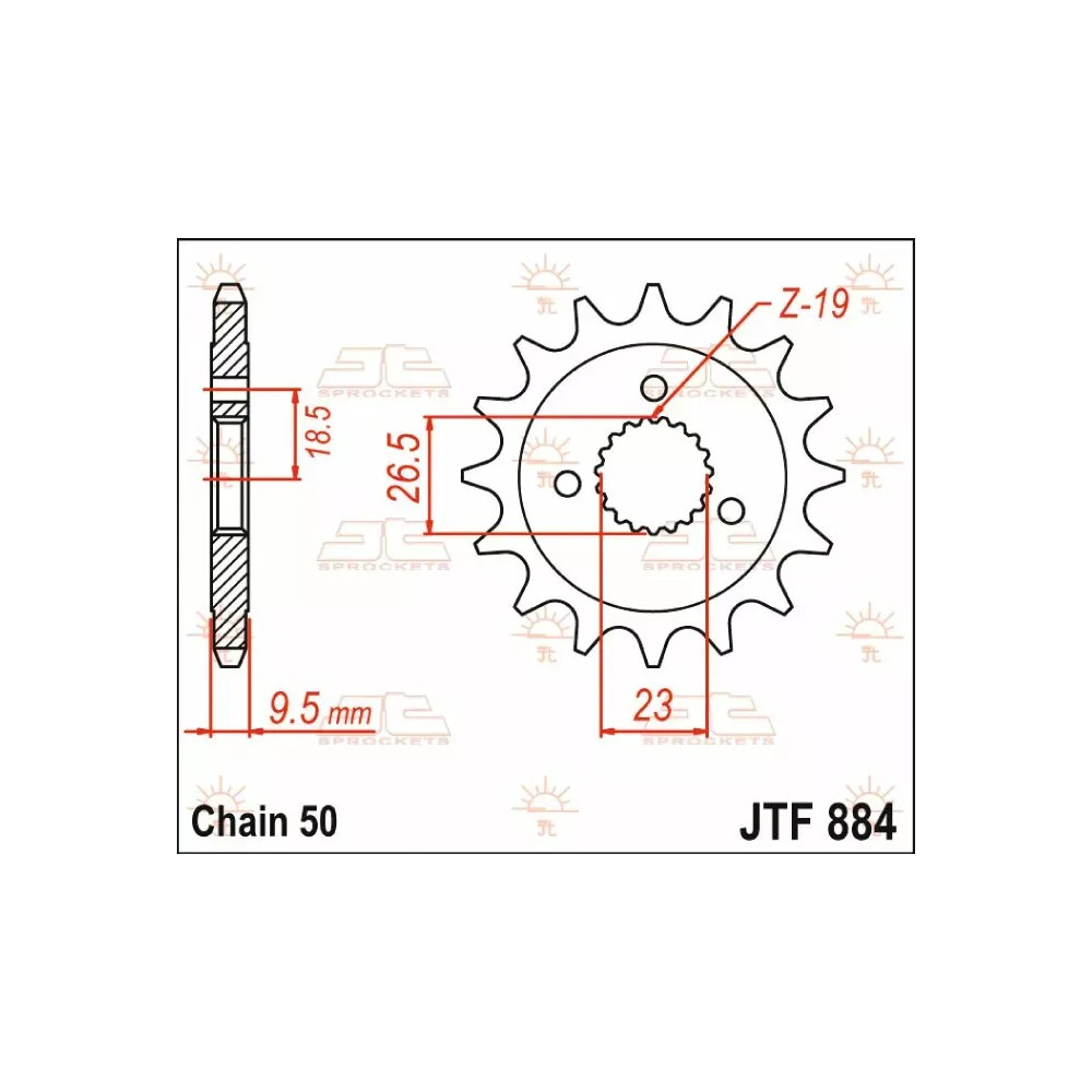Front Sprocket — 530 chain, 21T, natural