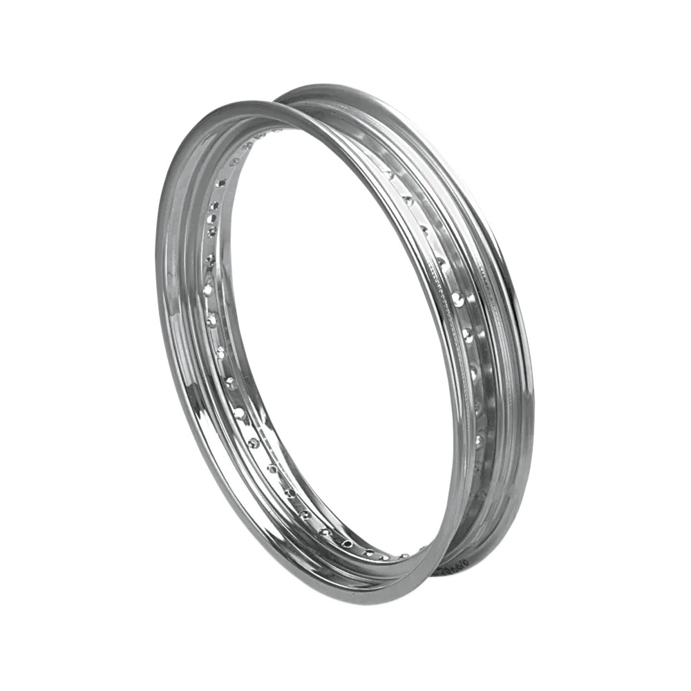 Aro delantero de borde enrollado — 19x2.5, 40 orificios, cromado