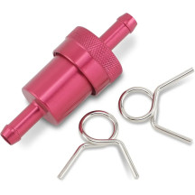Anodized Aluminum Fuel Filter — 64 mm (2-1/2"), 7.9 mm (5/16"), Red