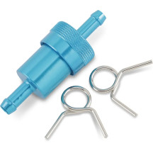 Anodized Aluminum Fuel Filter — 7.9 mm (5/16"), 64 mm (2-1/2"), Blue anodized