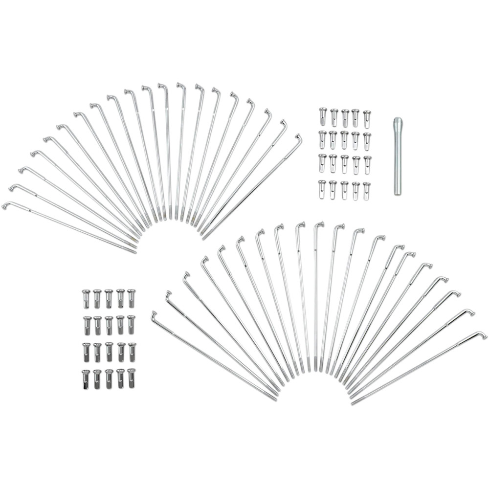 Juego de radios cromados y acero inoxidable — 6-3/4" radios, llanta 16", Wide Glide