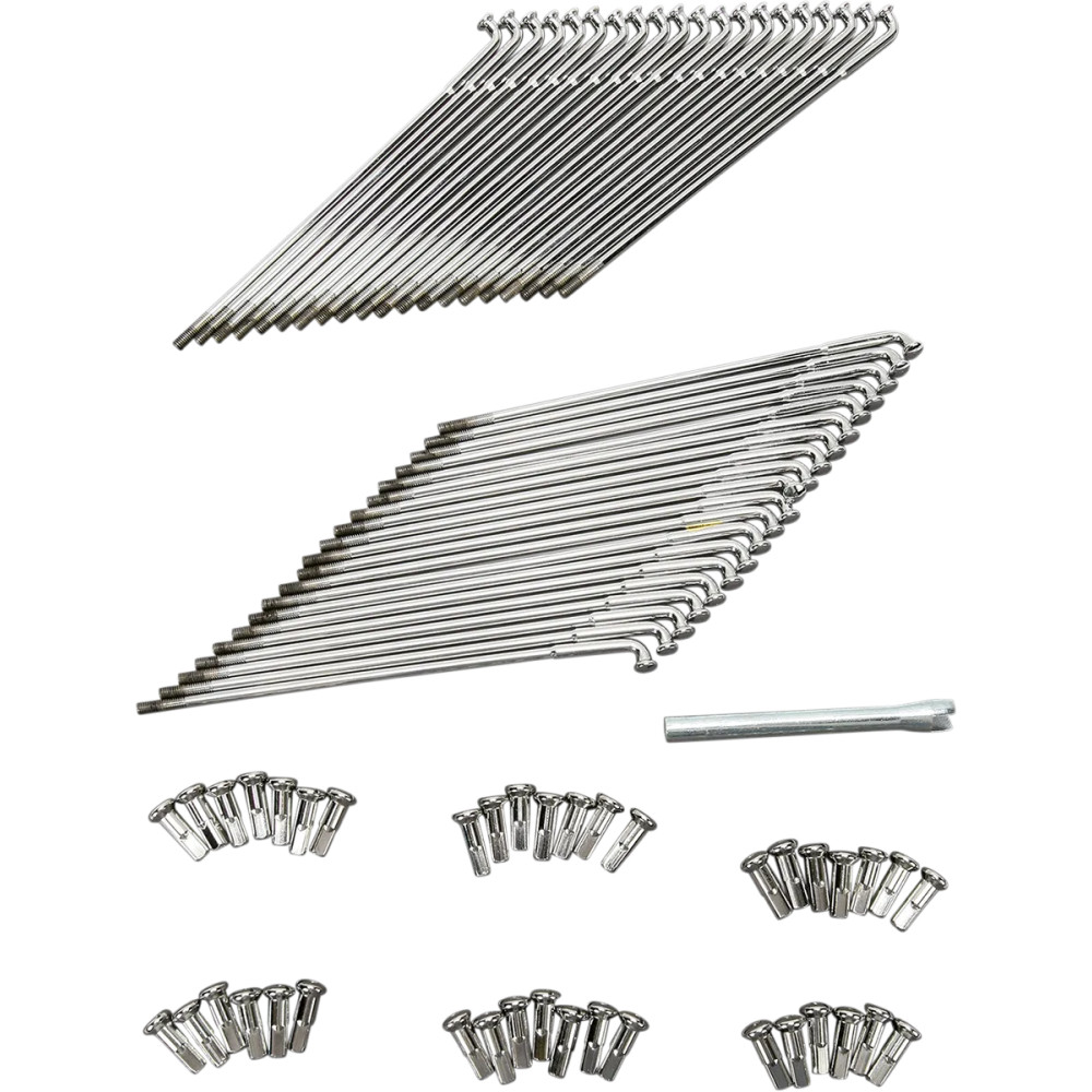 Spoke Set for Spun Steel and Excel Aluminum Rim — 19", 8-1/4" spoke, Narrow Glide hub, Chrome