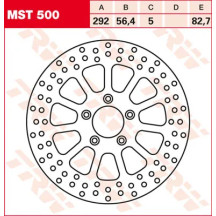 Round Fixed Brake Rotor 250-299mm — 292 mm OD, 5.0 mm thickness, 5-hole, 82.7 mm BHC