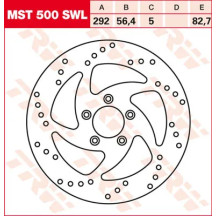 Round Fixed Brake Rotor Swing Design — 292 mm OD, 5.0 mm thickness, 5-hole, 82.7 mm BHC