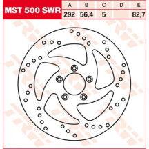 Round Fixed Brake Rotor — 292 mm OD, 5 mm thickness, 82.7 mm bolt circle, 5-hole