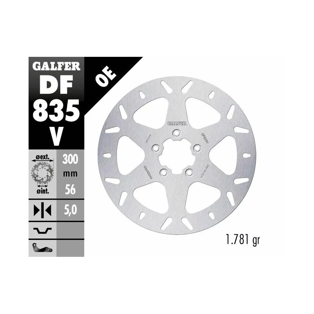 Rotor de freno fijo redondo — 300 mm, 5.0 mm, patrón de 5 orificios