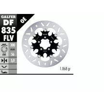 Brake Rotor Floating Round — 300 mm, 5.0 mm thickness, 5-hole bolt pattern, Black, Silver