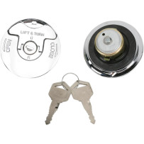 Flush-Mount Locking Gas Cap — Left-hand thread, Chrome, Pair