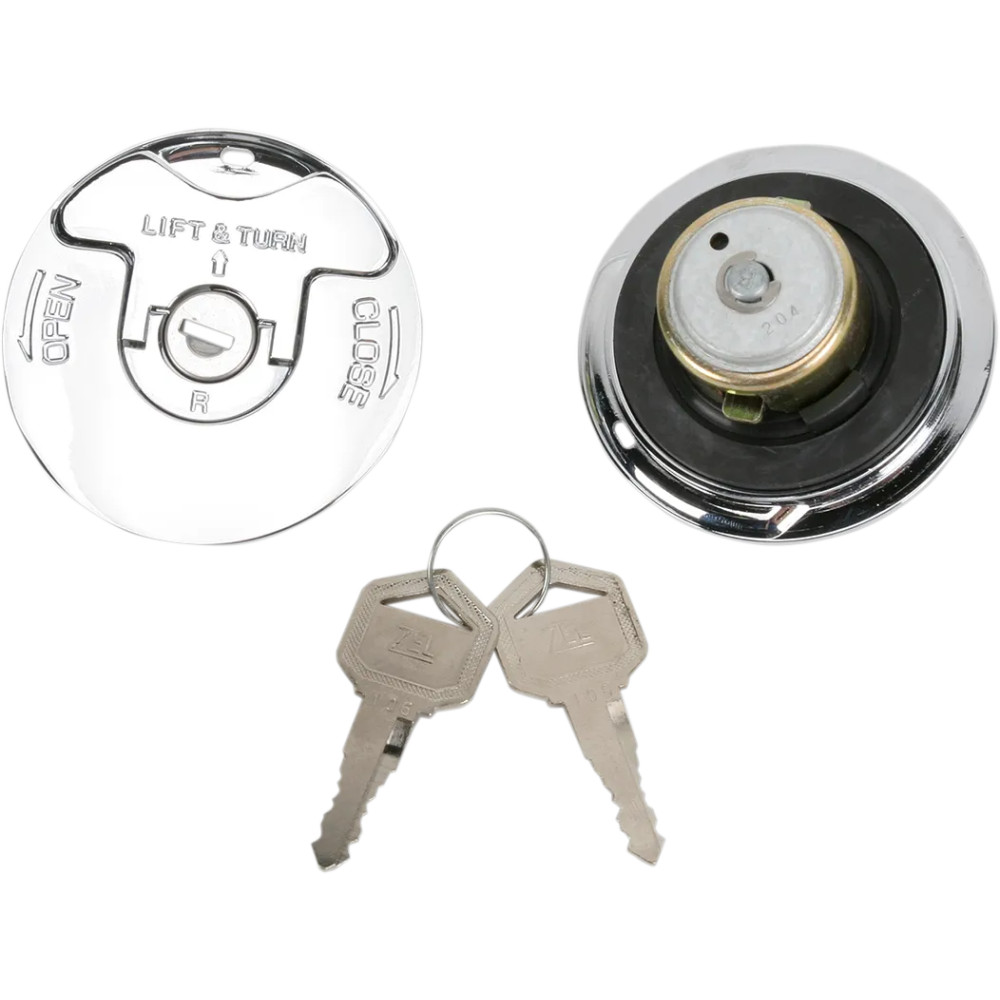 Flush-Mount Locking Gas Cap — Left-hand thread, Chrome, Pair