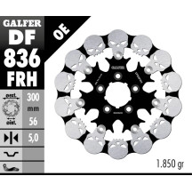Disco de freno flotante Skull — 300 mm (11,8"), patrón 5 agujeros, 5,0 mm, negro/plata