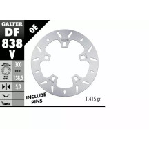 Rotor de freno fijo redondo — 300 mm, 5,0 mm de grosor, patrón de 5 taladros, plateado