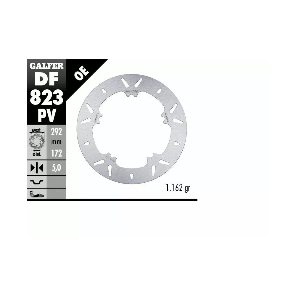 Disco de freno fijo redondo — 292 mm (11-1/2"), 5.0 mm, 5 orificios