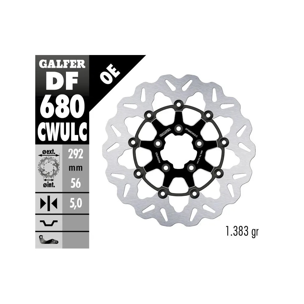 Wave® Brake Rotors — 292 mm (11.5"), 5-hole, 5.0 mm, Black/Silver