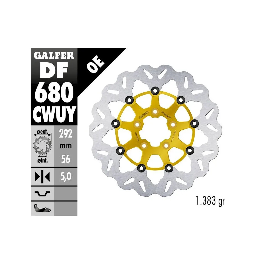 Discos de freno Wave® — 292 mm de diámetro, 5,0 mm de grosor, 5 orificios, Dorado
