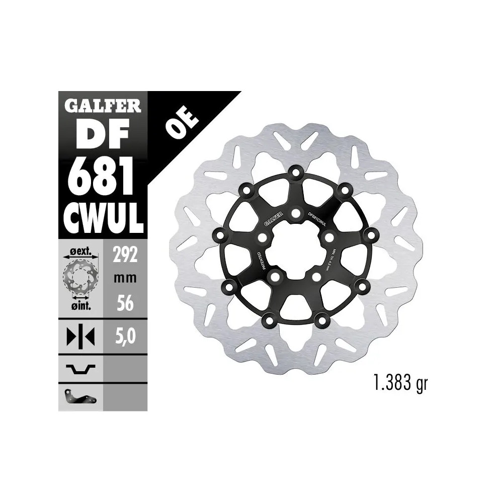 Wave® discos de freno — 292 mm, 5.0 mm, 5 orificios, Negro/Plateado