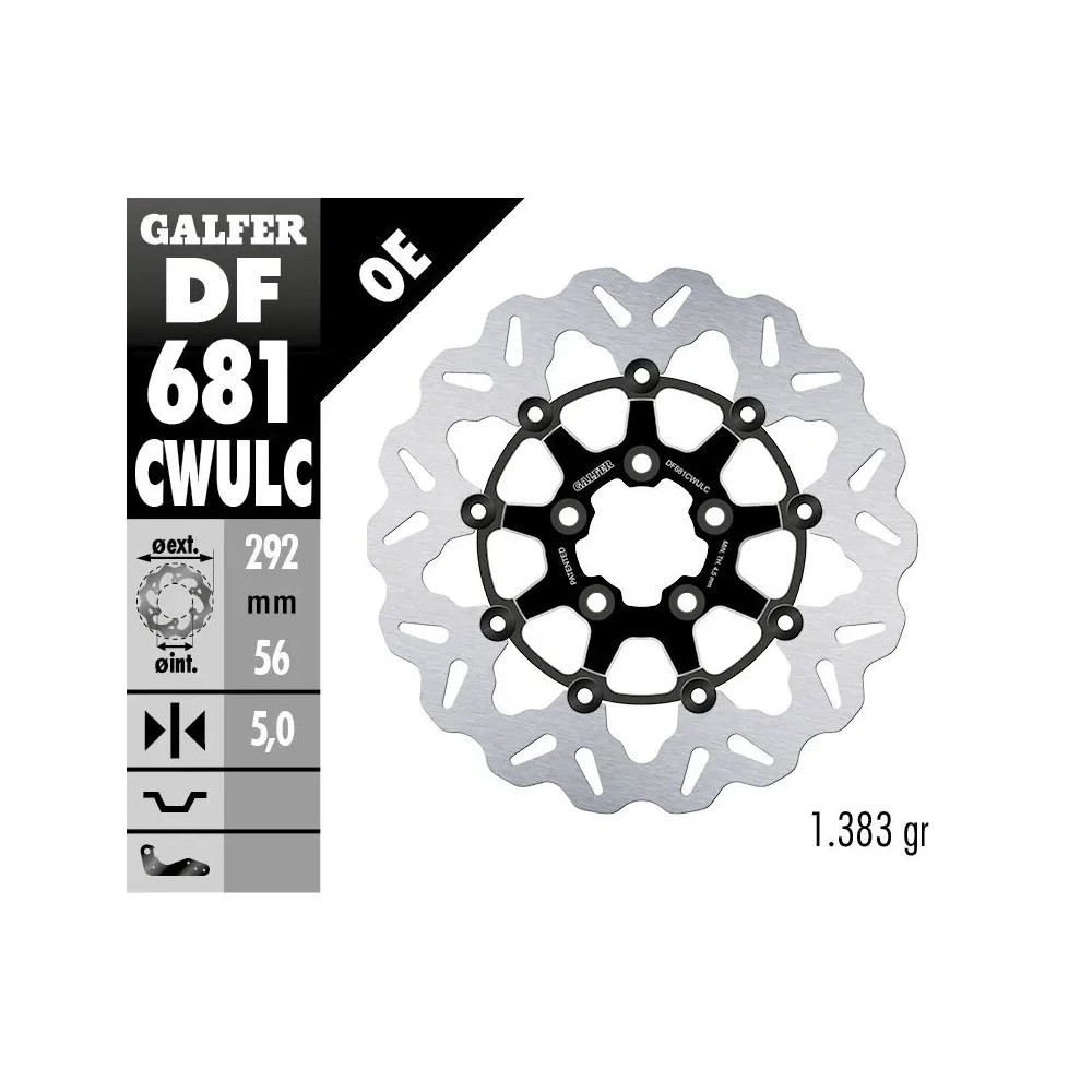 Wave® rotores de freno — 292 mm, 5,0 mm de grosor, patrón de 5 orificios, 56,3 mm de diámetro interior