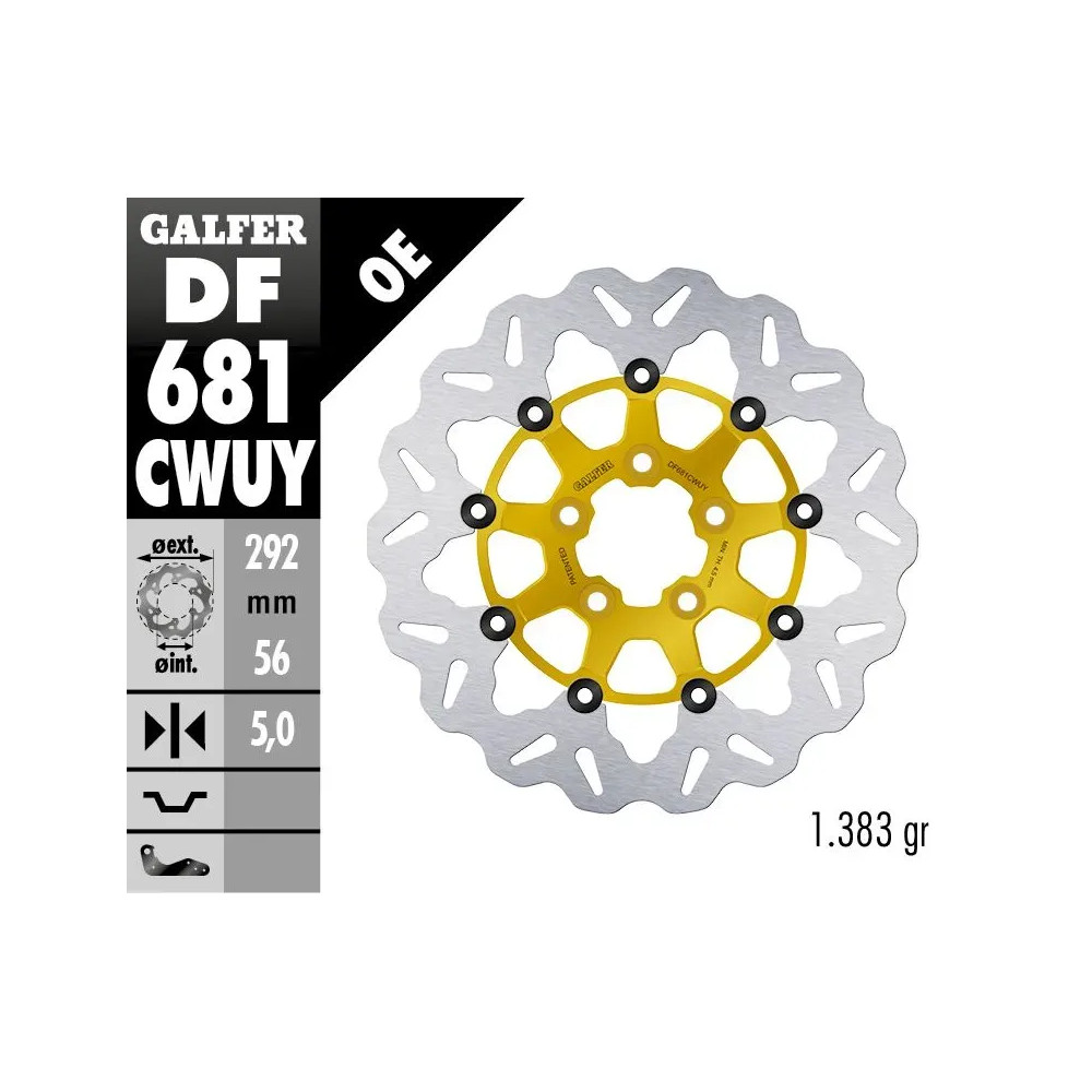 Discos de freno Wave® — 292 mm Ø, 5.0 mm espesor, patrón de 5 agujeros