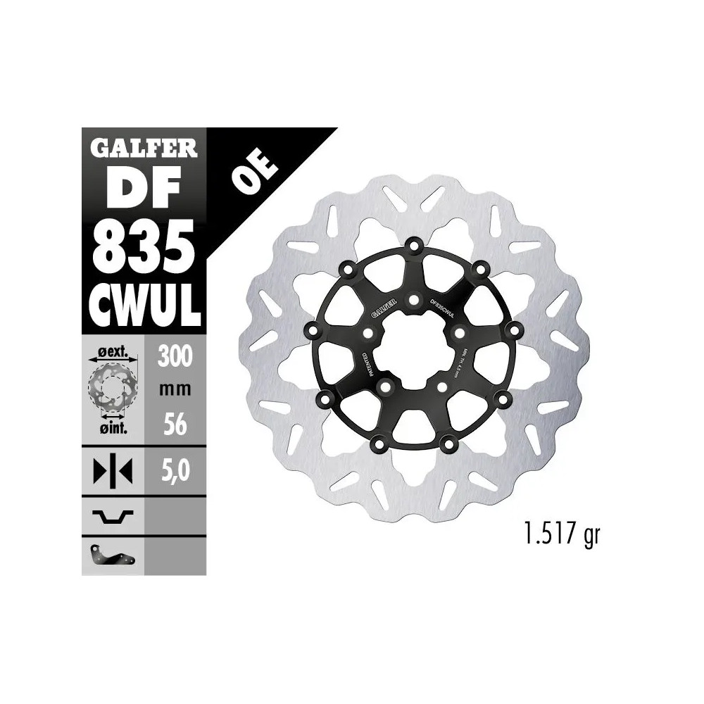 Wave® Discos de freno — 300 mm, 5.0 mm espesor, patrón de 5 agujeros