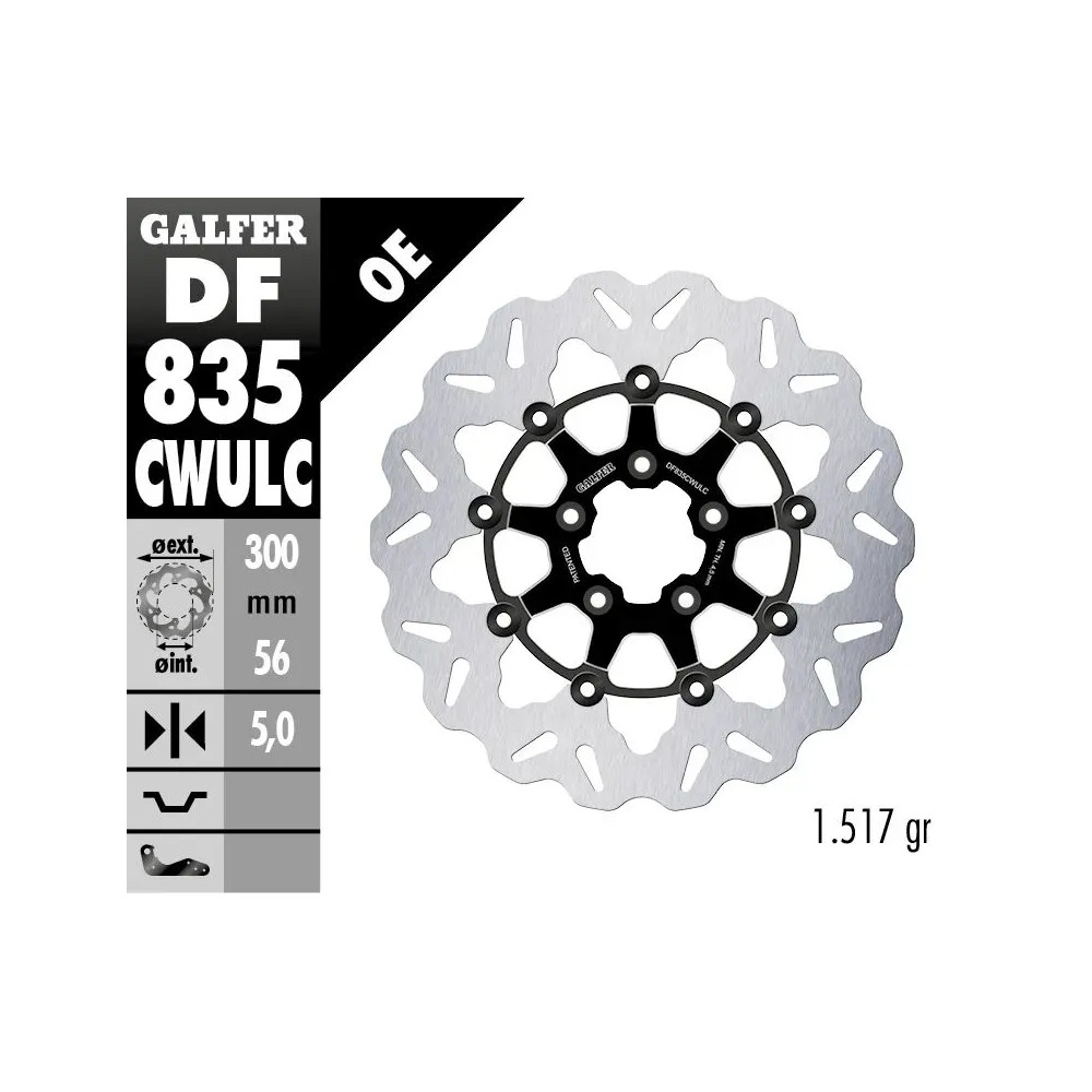 Discos de freno Wave® — 300 mm, 5 orificios, Negro/Plata