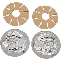 Live to Ride Gas Cap Covers — 73 mm (2-7/8"), Chrome