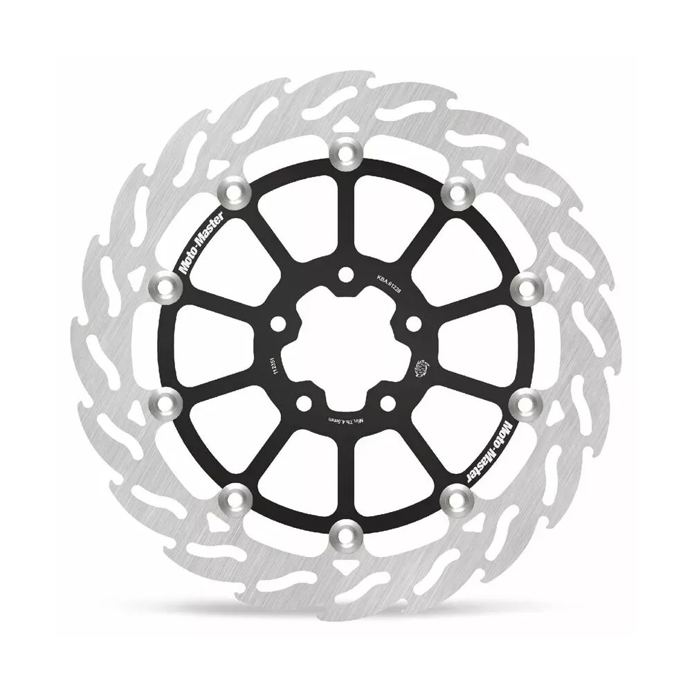 Rotor flotante Serie Flame — 320 mm, 5 mm grosor, 5 orificios, círculo de 82.6 mm, negro/plateado