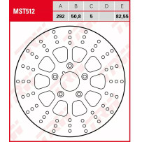 Brake Rotor Fixed Round — 292 mm, 82.55 mm BHC, 5-hole, 5.0 mm, Silver