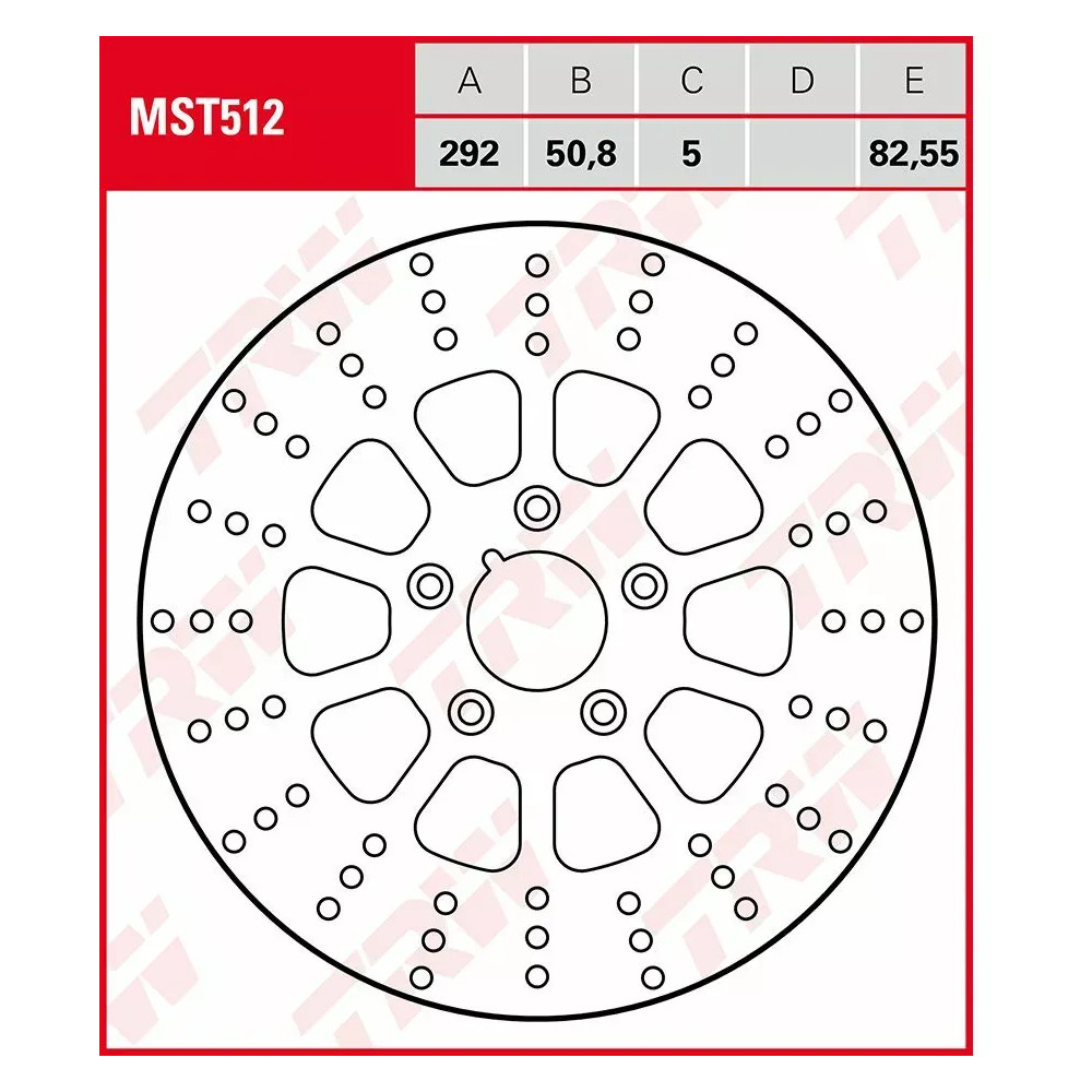 Brake Rotor Fixed Round — 292 mm, 82.55 mm BHC, 5-hole, 5.0 mm, Silver