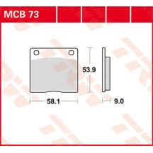 All Round Sintered Metal Brake Pads — 58.1 mm length, 53.9 mm width, 9.0 mm thickness