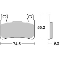 HHF Street Ceramic Organic Brake Pads — 74.5 mm length, 9.2 mm thickness, 55.2 mm width