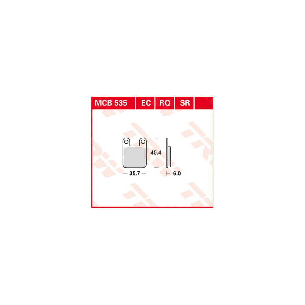 RQ Series Organic Sports Brake Pads — 35.7 mm × 45.4 mm, 6 mm thickness, sintered metal, MCB535RQ