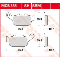 SH Series Sindered Rear Brake Pads — 86.1 mm length, 10.7 mm thickness, 39.9 mm width