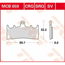 CRQ Series Carbon Race Brake Pads — 89.7 mm length, 8 mm thickness