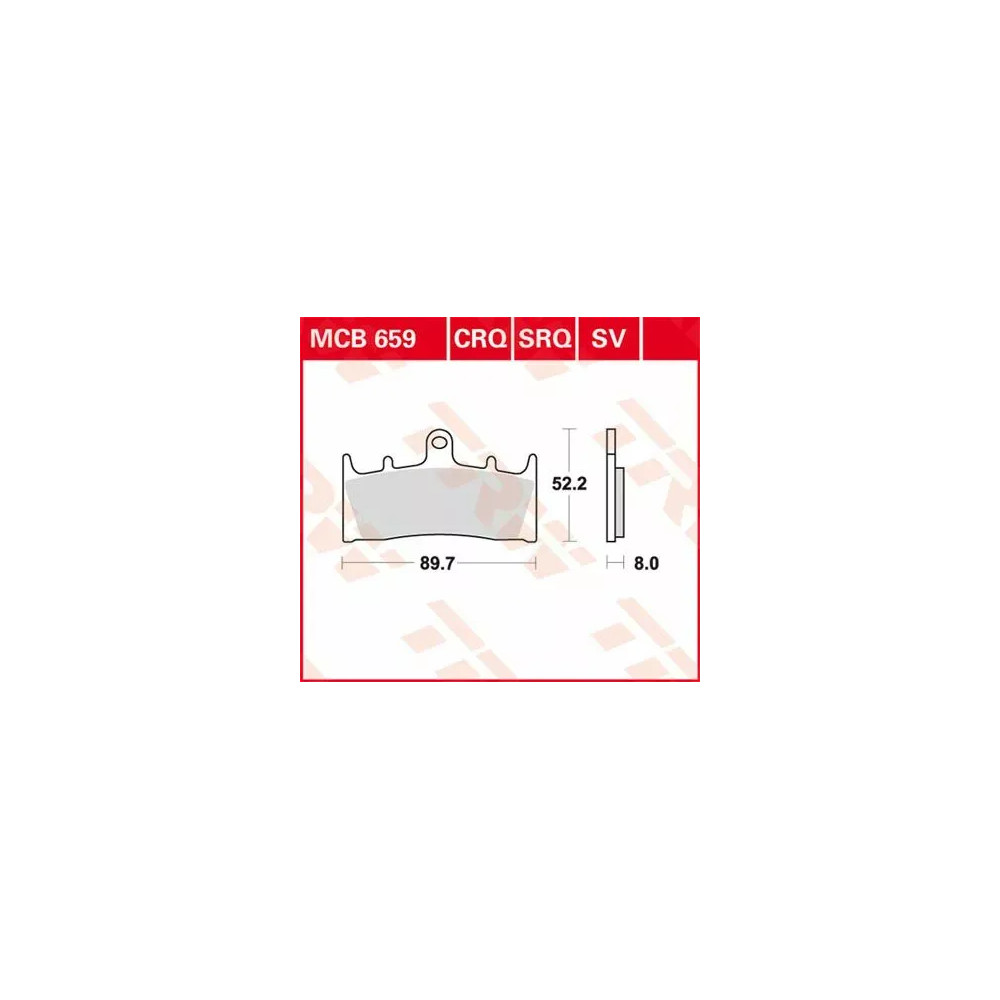 CRQ Series Carbon Race Brake Pads — 89.7 mm length, 8 mm thickness