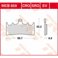 SV Series Sindered Brake Pads — 89.7 mm, 8 mm, 52.2 mm, sintered metal