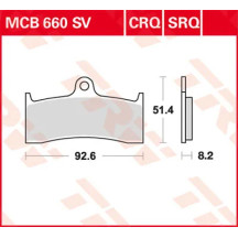 SV Series Sindered Brake Pads — 8.2 mm thickness, 51.4 mm width, Sintered Metal