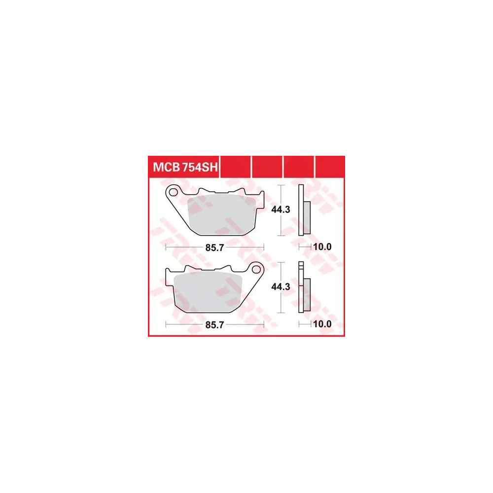 SH Series Sindered Rear Brake Pads — 10.0 mm thickness, 85.7 mm length
