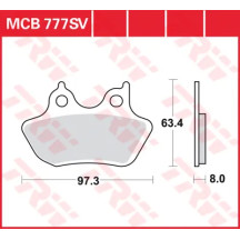 SV Series Sindered Brake Pads — 97.3 mm length, 8 mm thickness, 63.4 mm width, sintered metal