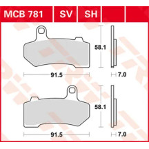 SV Series Sindered Brake Pads — 91.5 mm, 58.1 mm, 7 mm